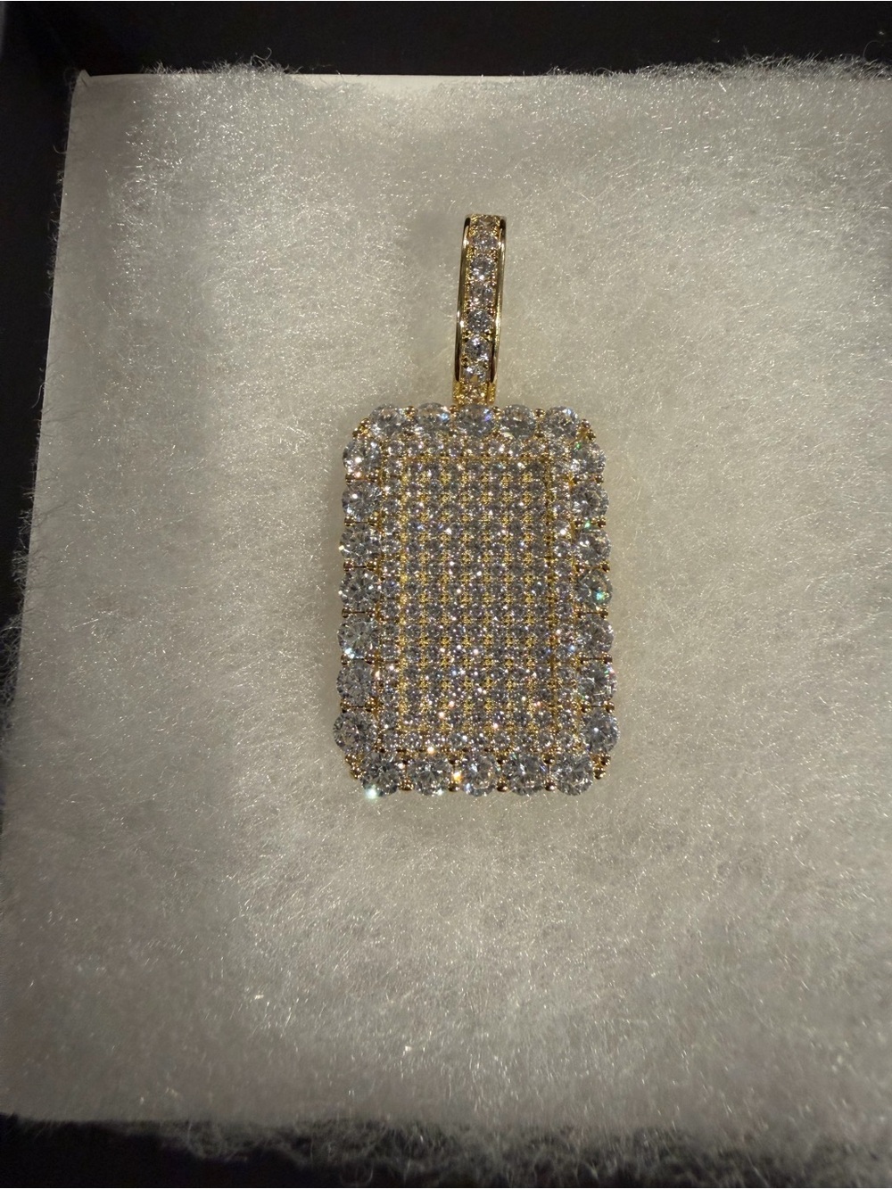 Freida Rothman Large Gold-Tone Pave CZ Rectangle Pendant only with Clear Stones